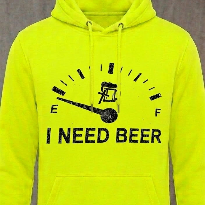 I Need Beer distressed graphic unisex hoodie in black — funny dad graphic — Reborn XII