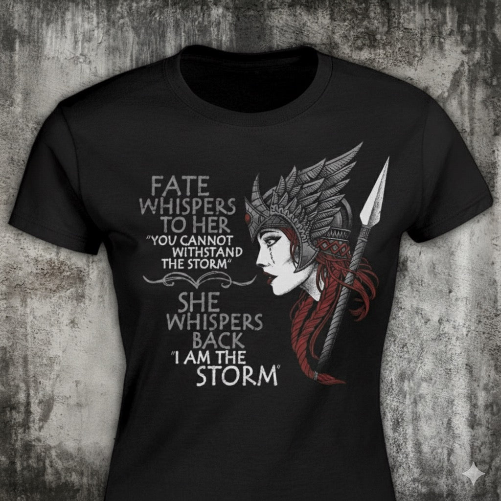 I Am The Storm distressed graphic women's T-shirt from Reborn XII