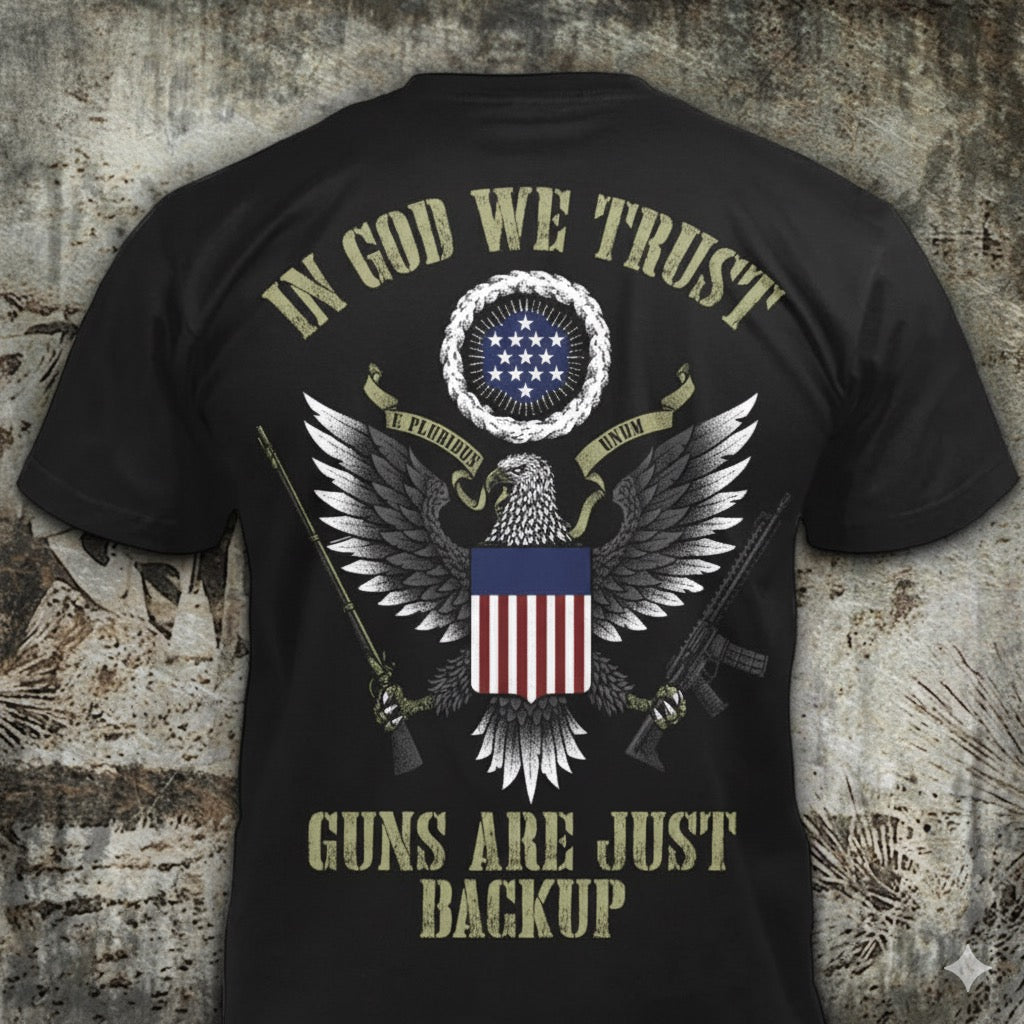In God We Trust distressed graphic men's T-shirt in black from Reborn XII