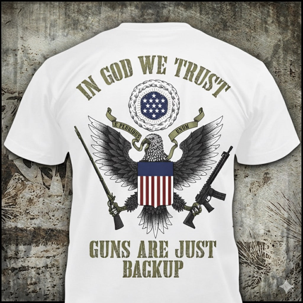 In God We Trust distressed graphic men's T-shirt in white - view 2 - Reborn XII