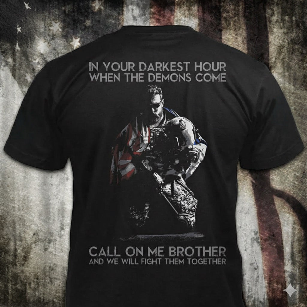 In Your Darkest Hour distressed graphic men's T-shirt in black - view 2 - Reborn XII