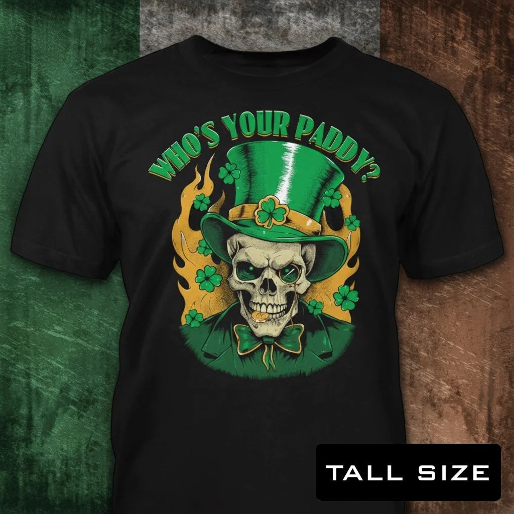 Irish Gentleman distressed graphic men's tall T-shirt in green — distressed Celtic and warrior graphic — Reborn XII