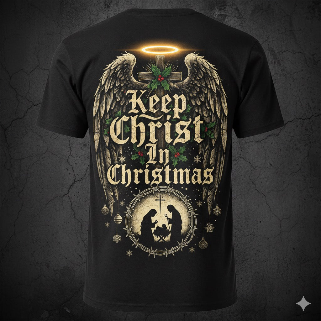 Keep Christ distressed graphic men's T-shirt from Reborn XII