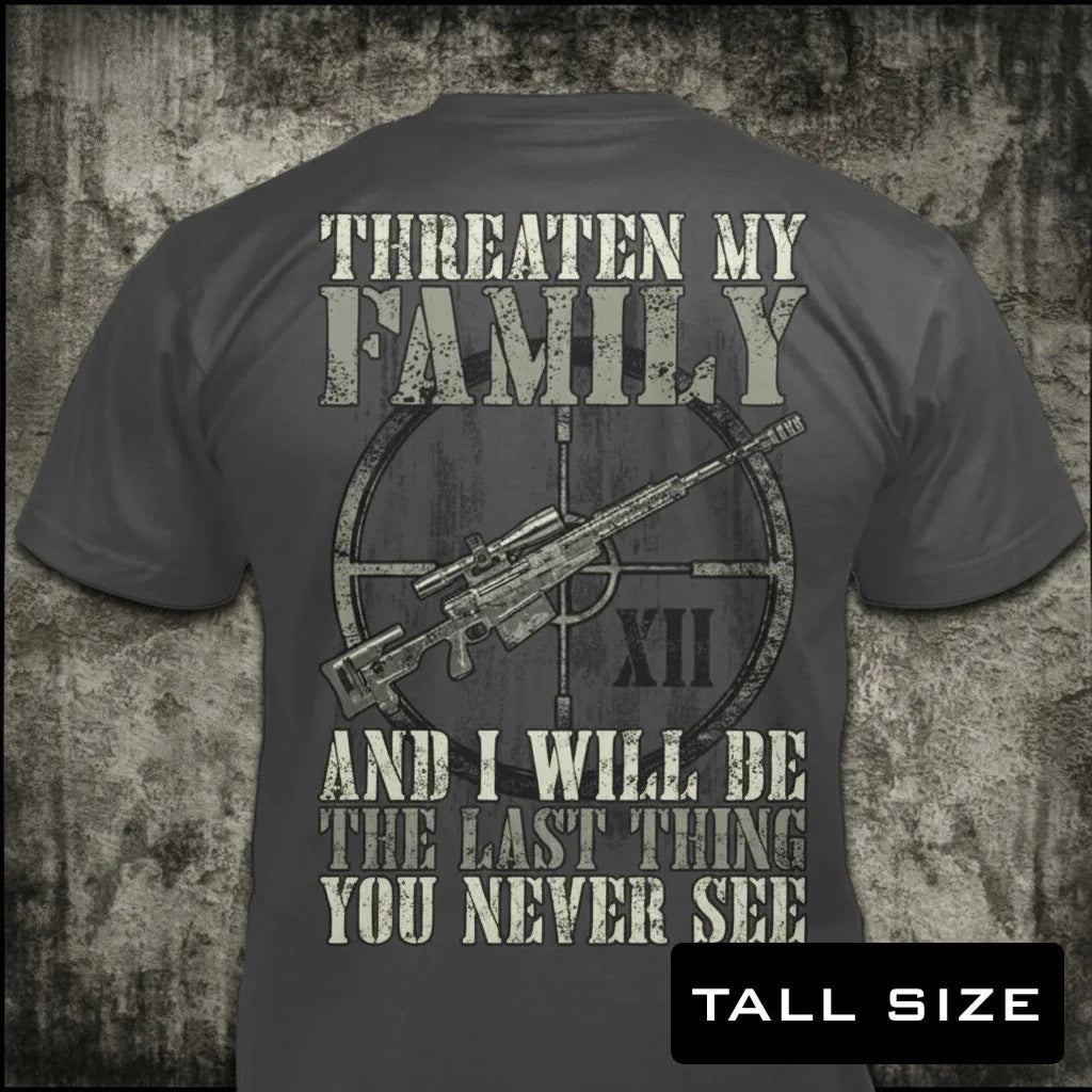 Last Thing You Never See distressed graphic men's tall T-shirt in grey — distressed faith and cross graphic — Reborn XII