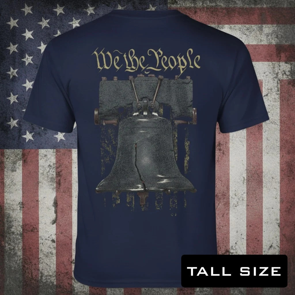 Liberty Rings distressed graphic men's tall T-shirt in navy — funny dad graphic — Reborn XII