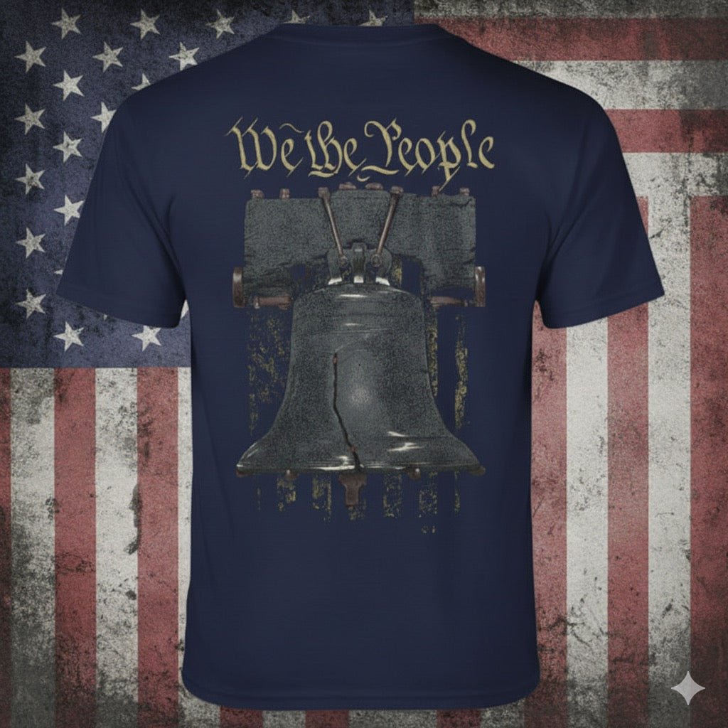 Liberty Rings distressed graphic men's T-shirt in navy blue from Reborn XII