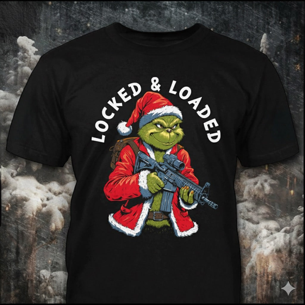 Locked And Loaded distressed graphic men's T-shirt from Reborn XII