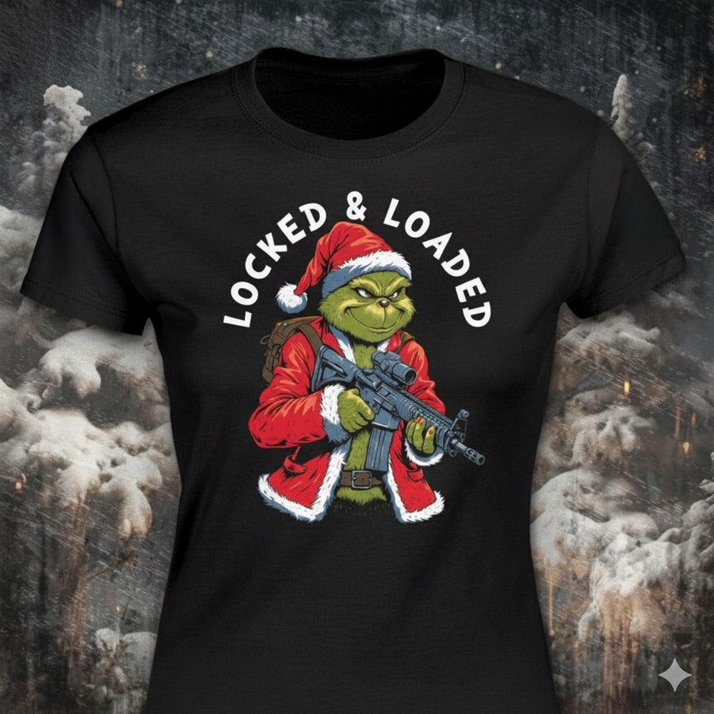 Locked And Loaded distressed graphic women's T-shirt from Reborn XII