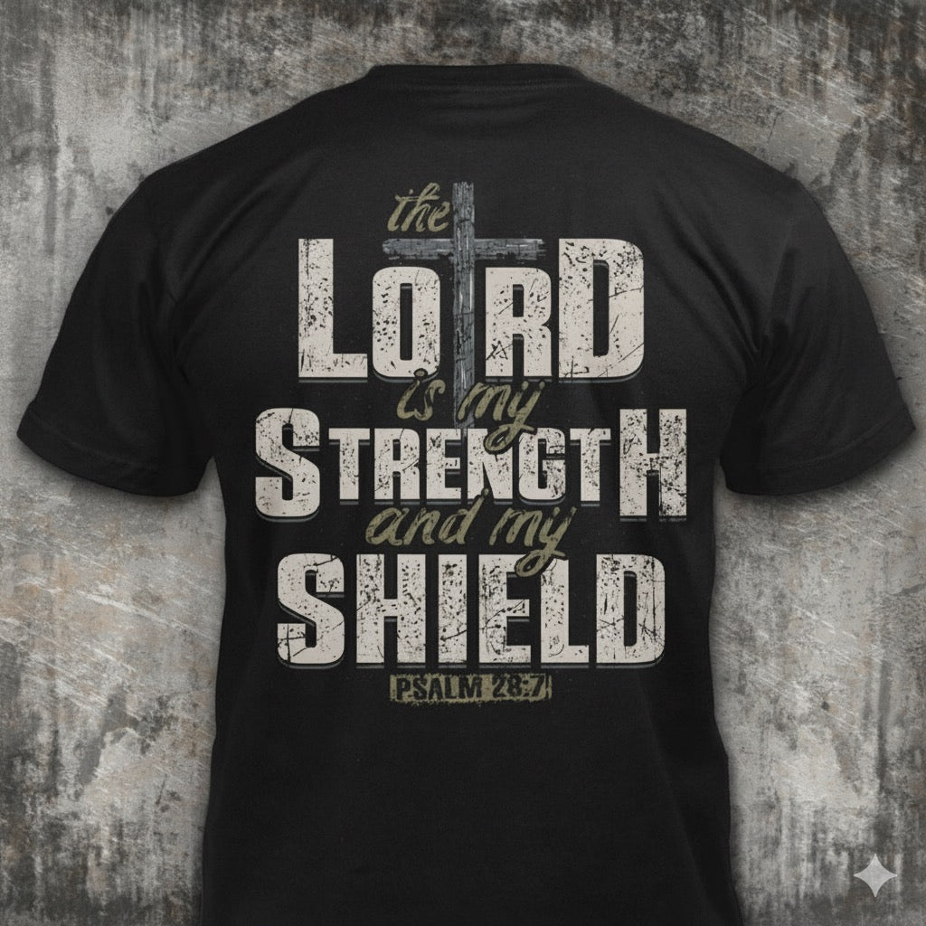 Lord Is My Strength distressed graphic men's T-shirt from Reborn XII
