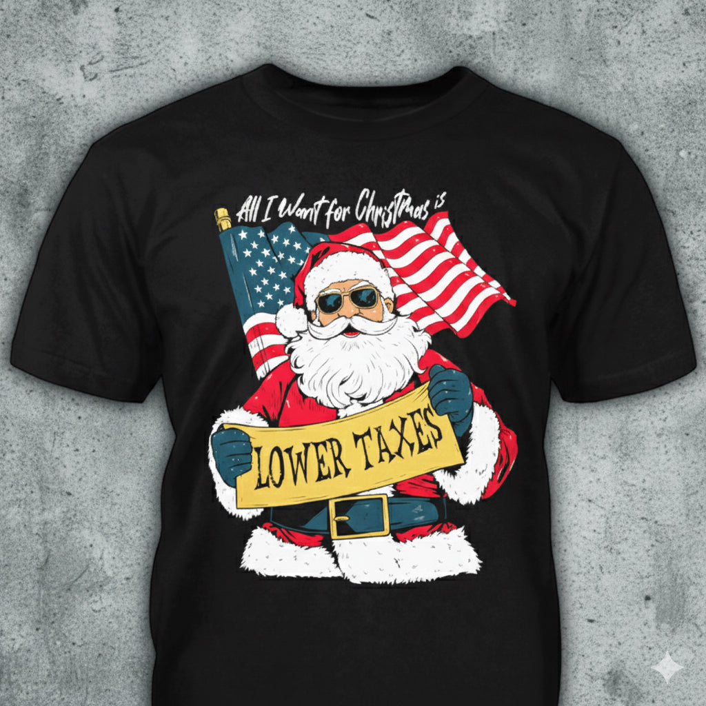 Lower taxes distressed graphic men's T-shirt from Reborn XII
