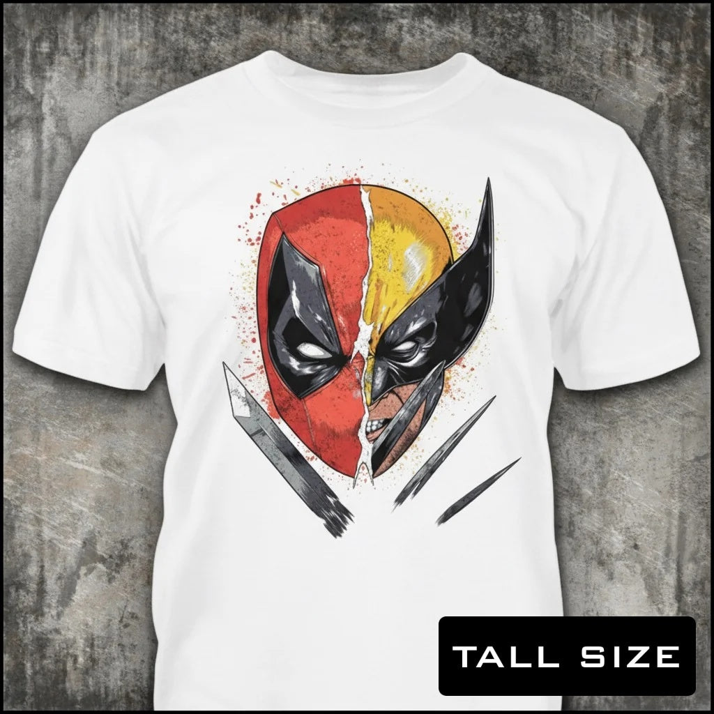 Mercenary Mutant distressed graphic men's tall T-shirt in white — bold humorous graphic — Reborn XII