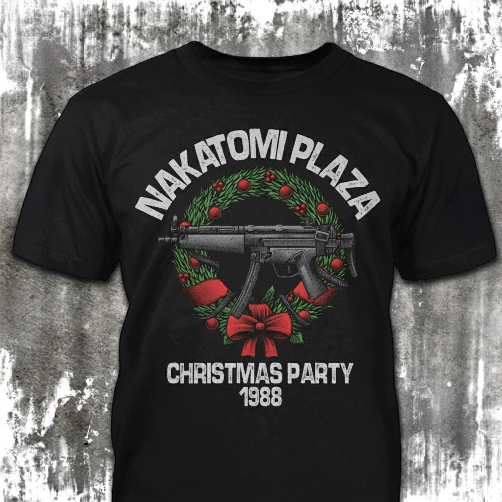Nakatomi Plaza distressed graphic men's T-shirt in black - view 2 - Reborn XII