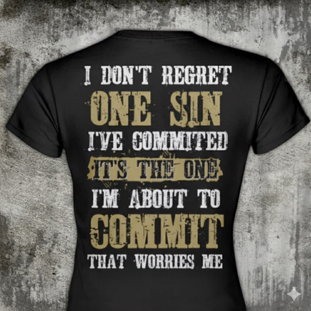 One Sin distressed graphic women's T-shirt from Reborn XII