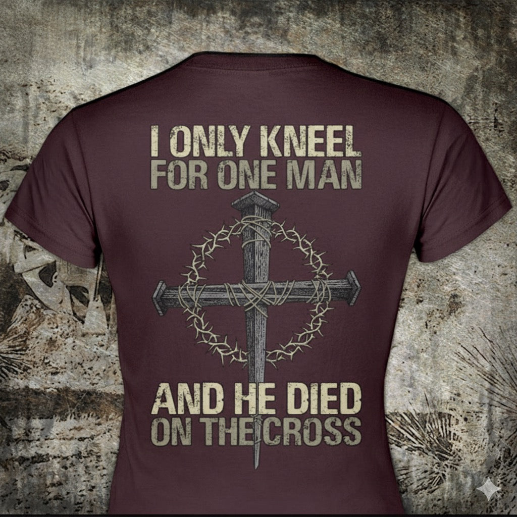 Only Kneel For One distressed graphic women's T-shirt from Reborn XII