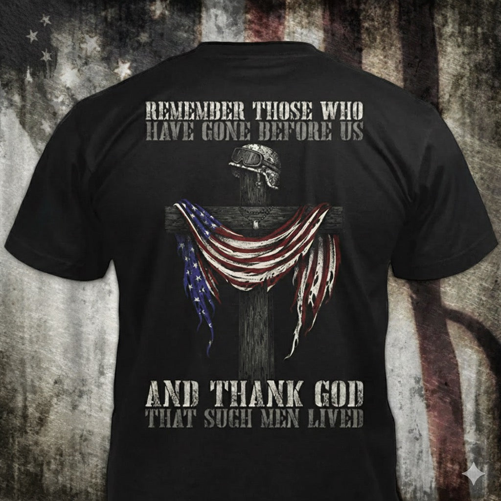 Remember Those Before Us distressed graphic men's T-shirt from Reborn XII