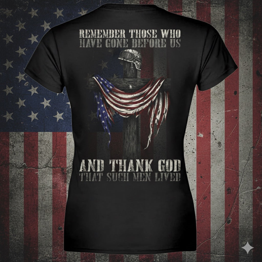 Remember Those Before Us distressed graphic women's T-shirt from Reborn XII