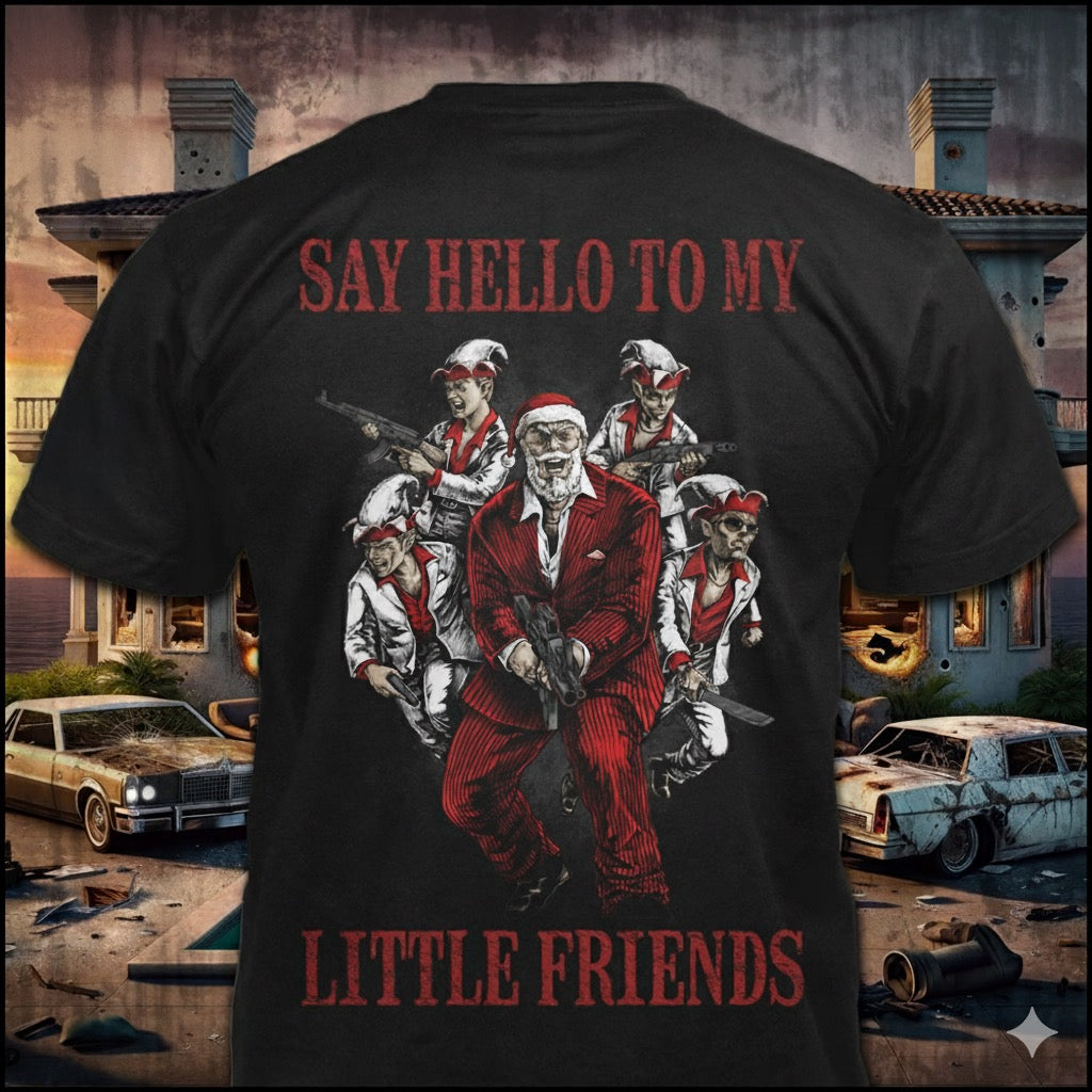 Say Hello To My Little Friends distressed graphic men's T-shirt in black - view 2 - Reborn XII