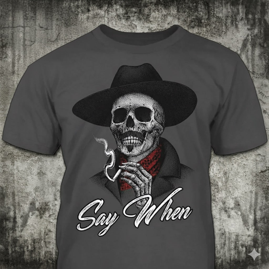 Say When distressed graphic men's T-shirt from Reborn XII