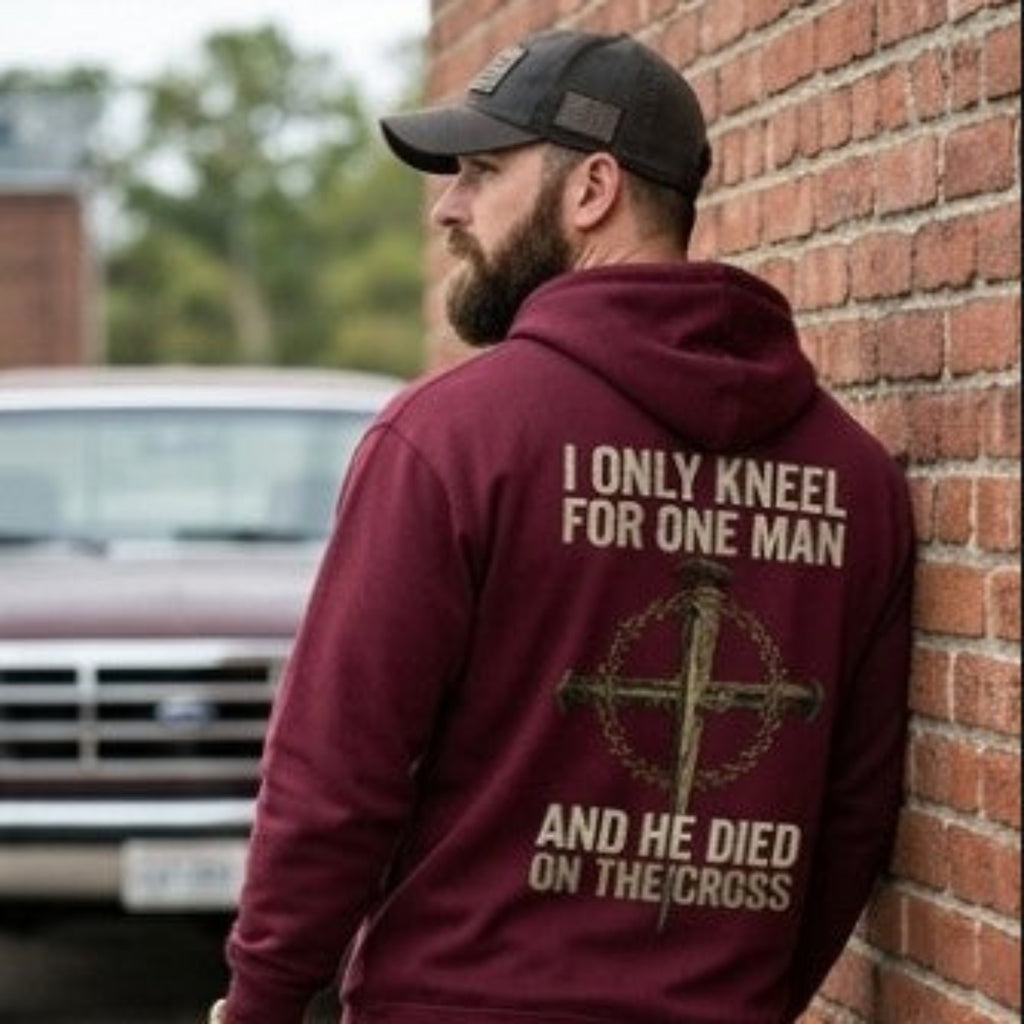 Only Kneel For One distressed graphic unisex hoodie - view 4 - Reborn XII