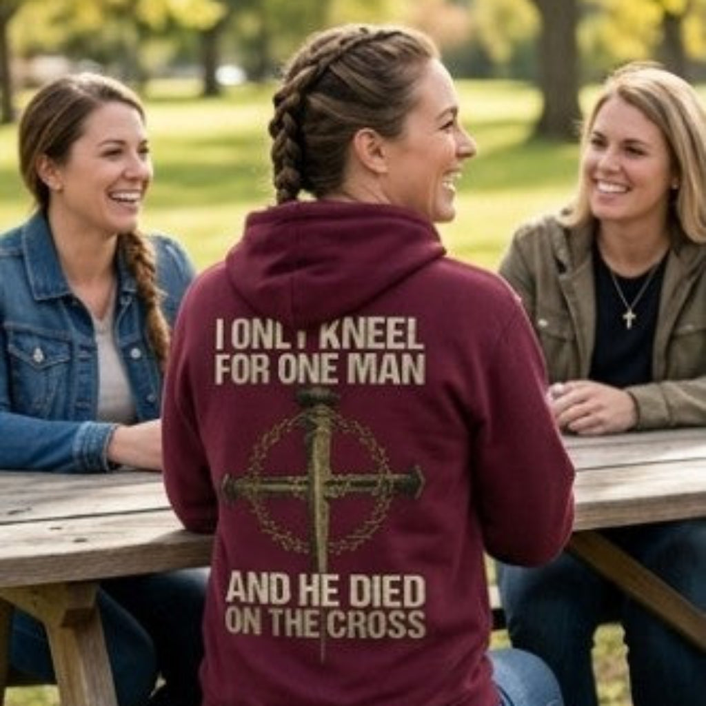 Only Kneel For One distressed graphic unisex hoodie - view 5 - Reborn XII