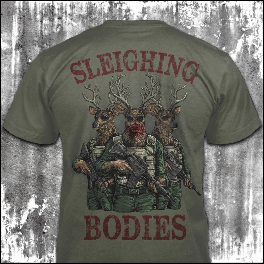 Sleighing Bodies distressed graphic men's T-shirt from Reborn XII
