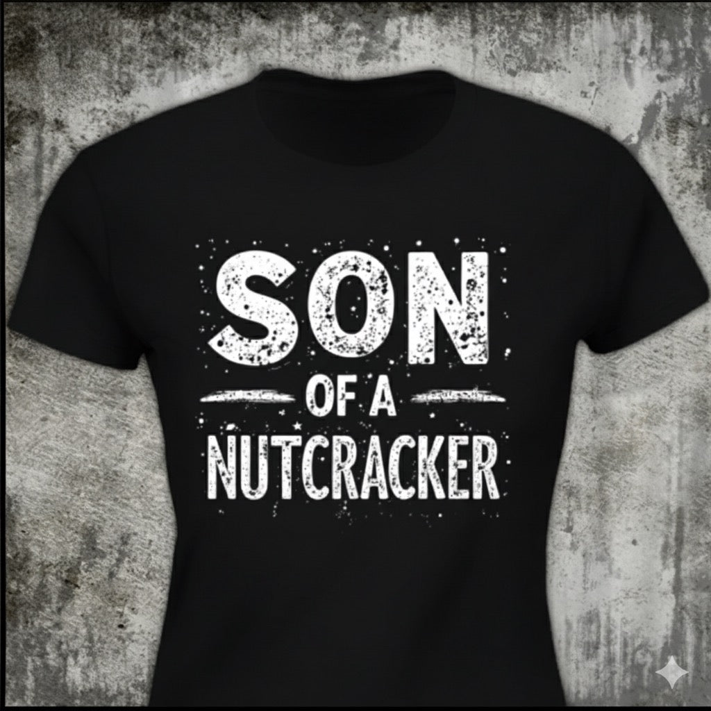 Son Of A Nutcracker distressed graphic women's T-shirt from Reborn XII