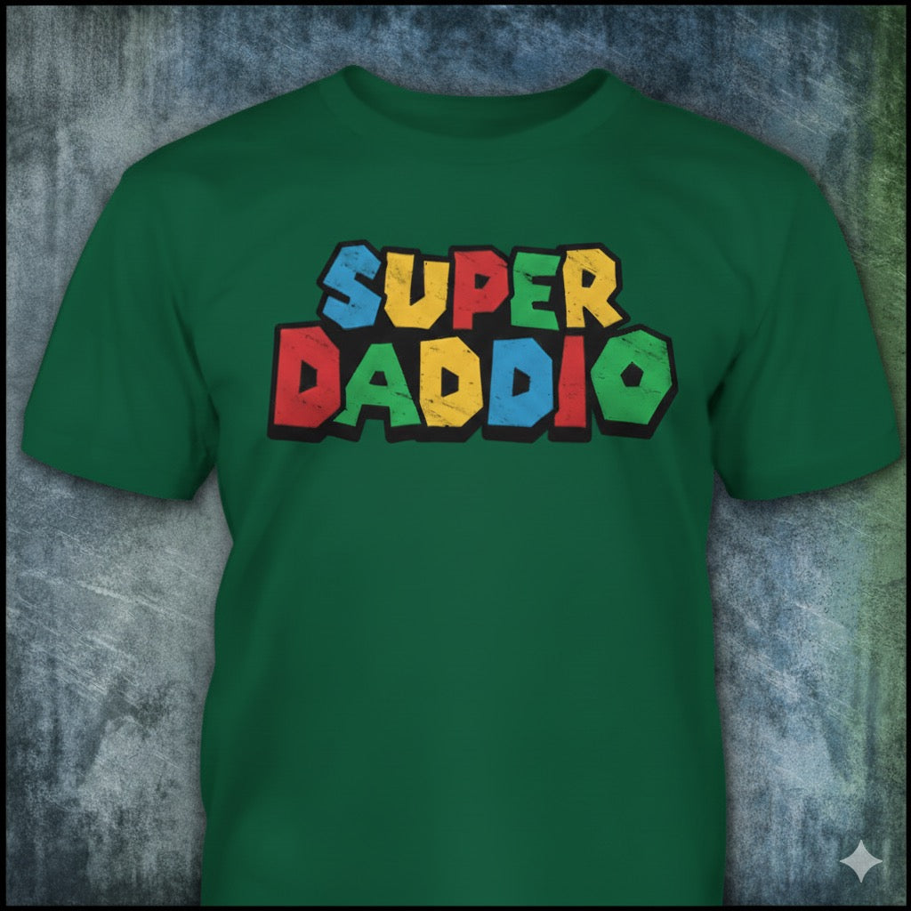 Super Daddio distressed graphic men's T-shirt in green from Reborn XII
