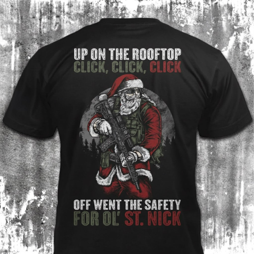 Tactical Santa distressed graphic men's T-shirt from Reborn XII