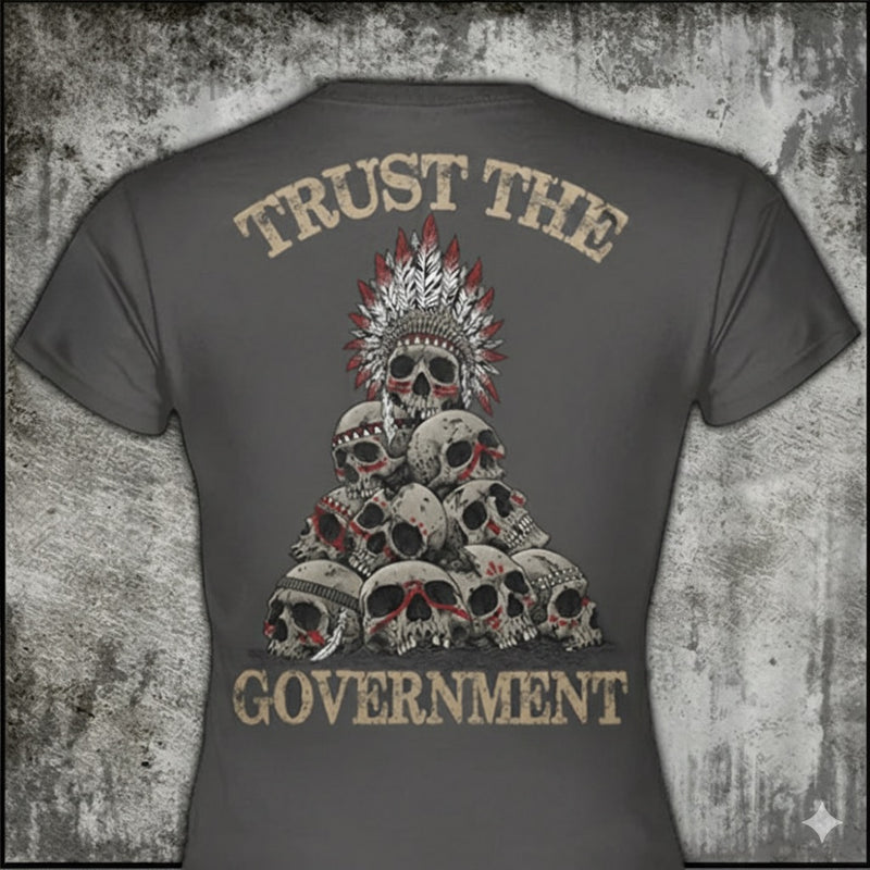 Trust The Government distressed graphic women's T-shirt in black — bold women’s empowerment graphic — Reborn XII