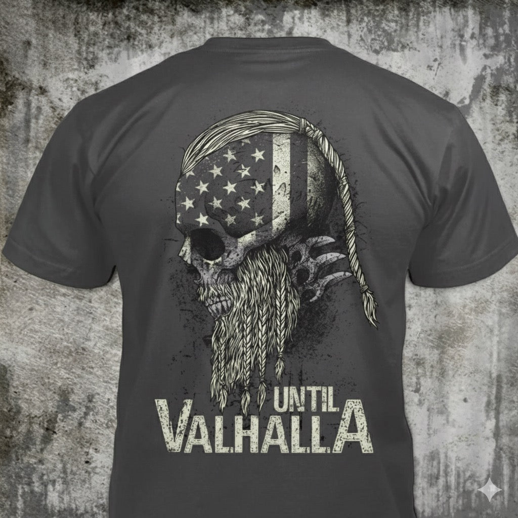 Until Valhalla distressed graphic men's T-shirt in grey - view 2 - Reborn XII