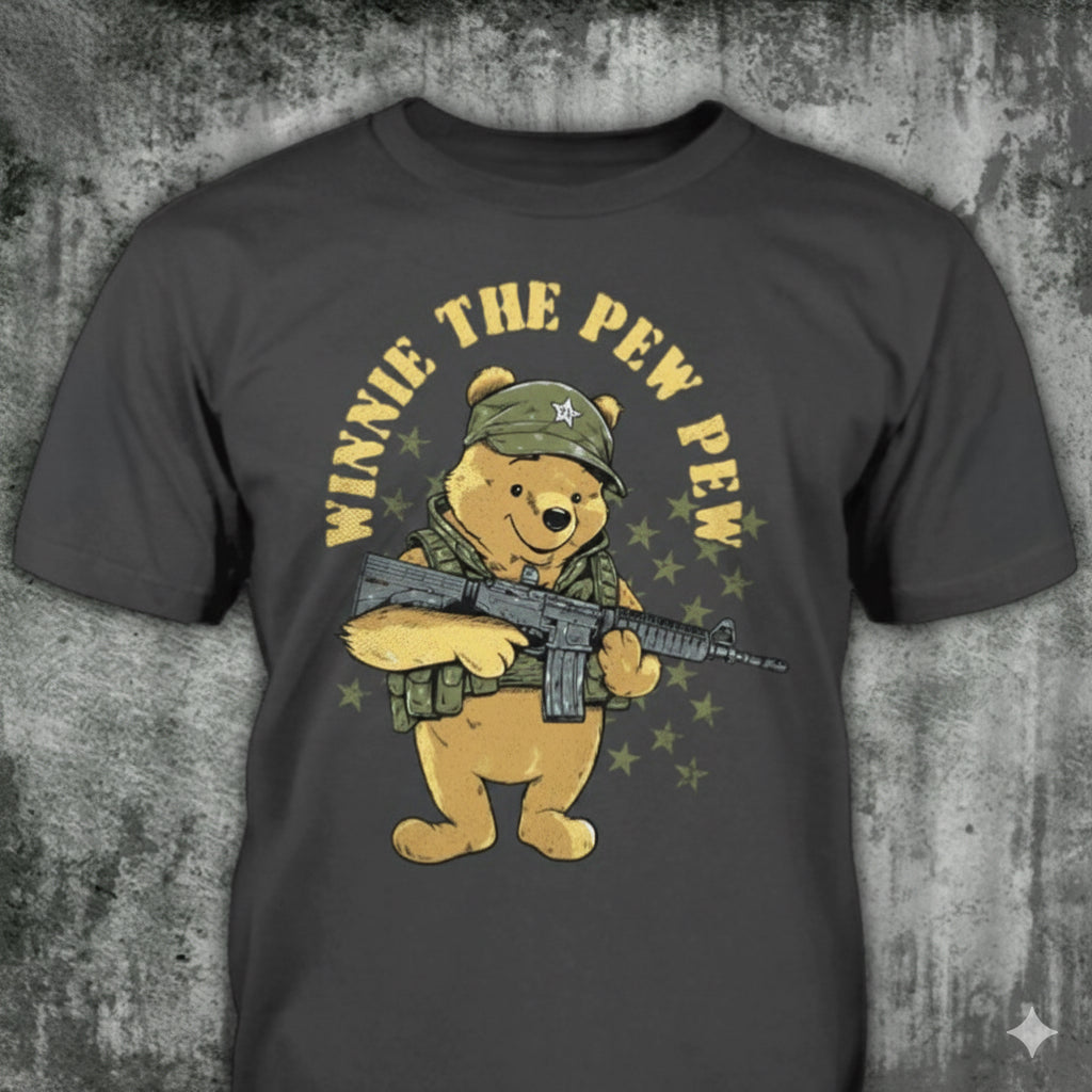 Winnie the Pew distressed graphic men's T-shirt from Reborn XII