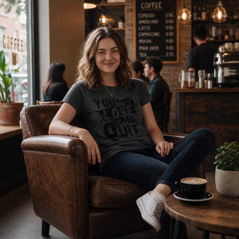 You Only Lose If You Quit distressed graphic women's T-shirt - view 4 - Reborn XII