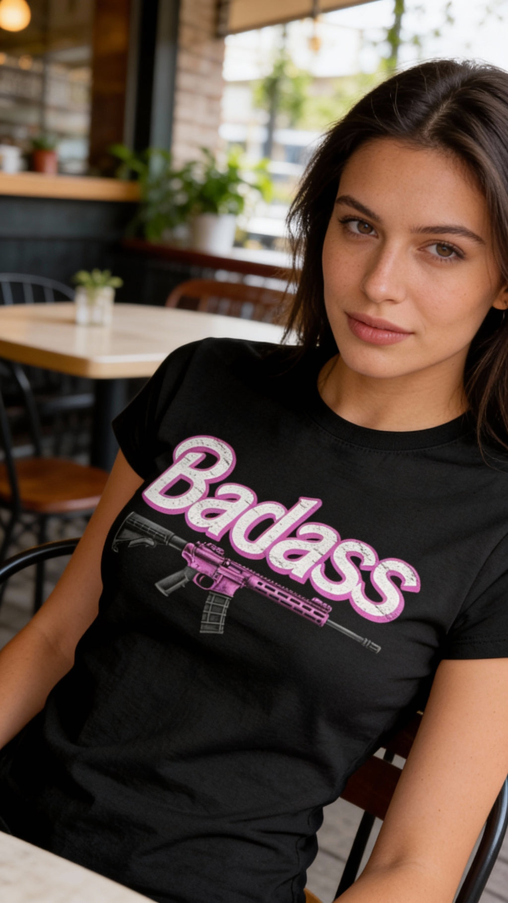 Badass Woman distressed graphic women's T-shirt - view 3 - Reborn XII