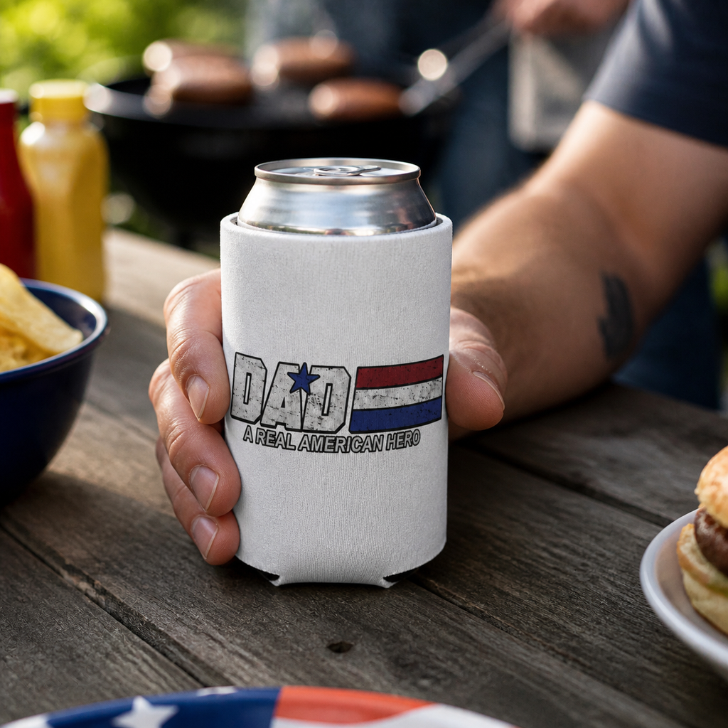 Dad - A Real American Hero - Can Cooler 6-Pack