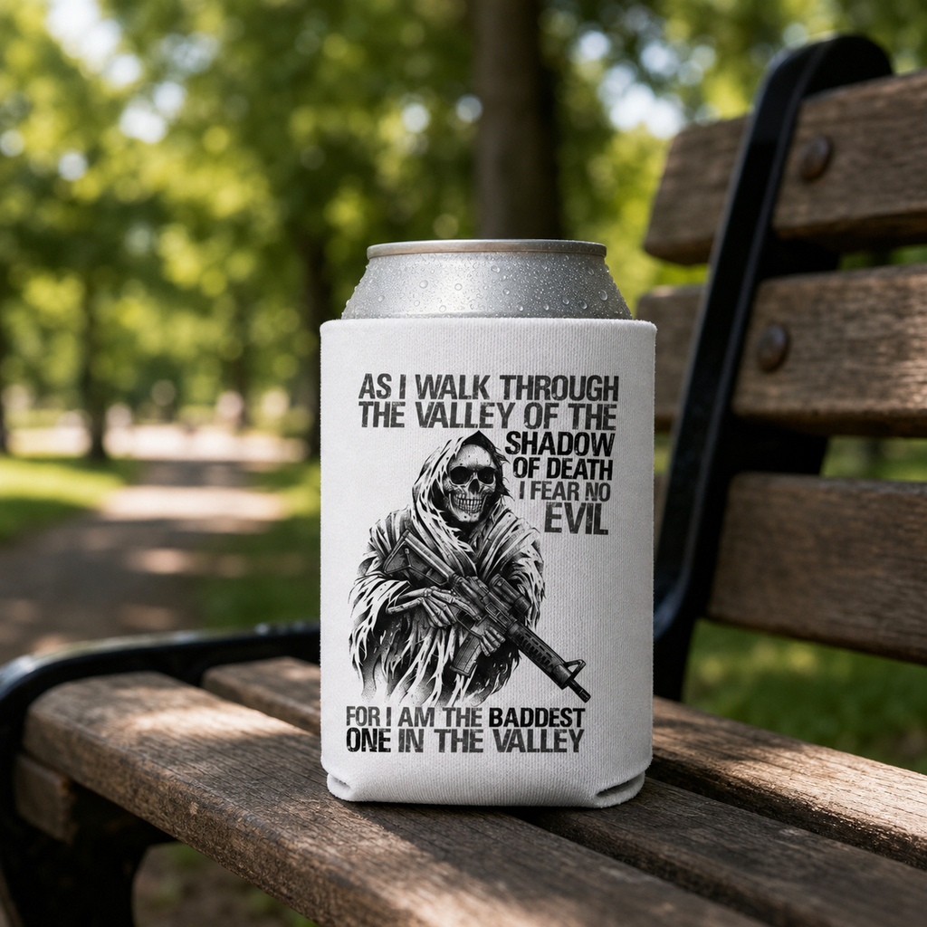 Baddest In The Valley - Can Cooler 6-Pack — foam can cooler with drinking-humor graphic — Reborn XII