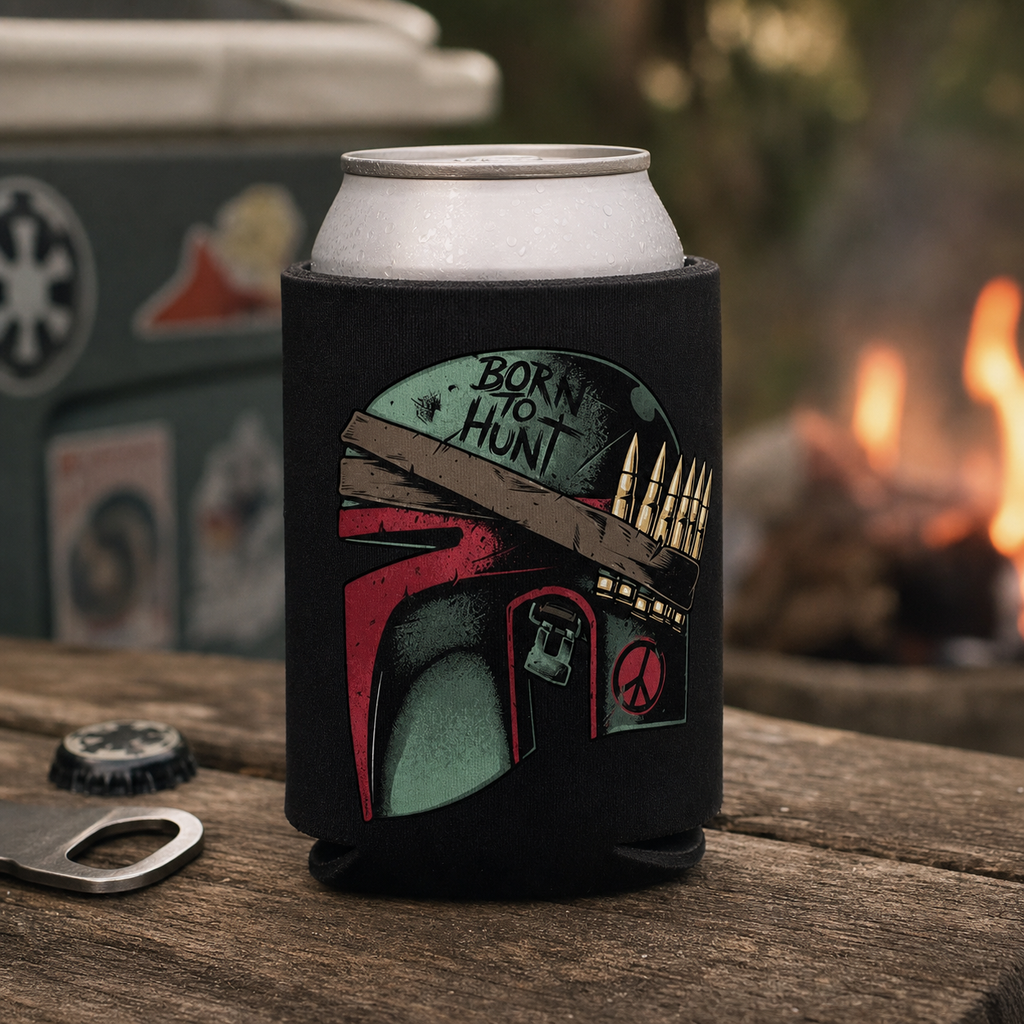 Born To Hunt - Can Cooler 6-Pack — foam can cooler with hunting and outdoors graphic — Reborn XII