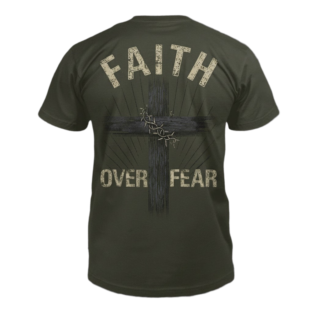Faith Over Fear distressed graphic men's T-shirt - view 11 - Reborn XII