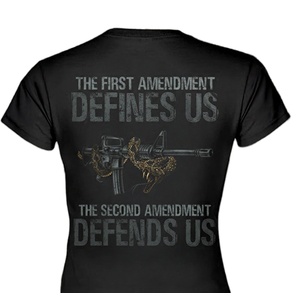 Defending Freedom distressed graphic women's T-shirt - view 3 - Reborn XII