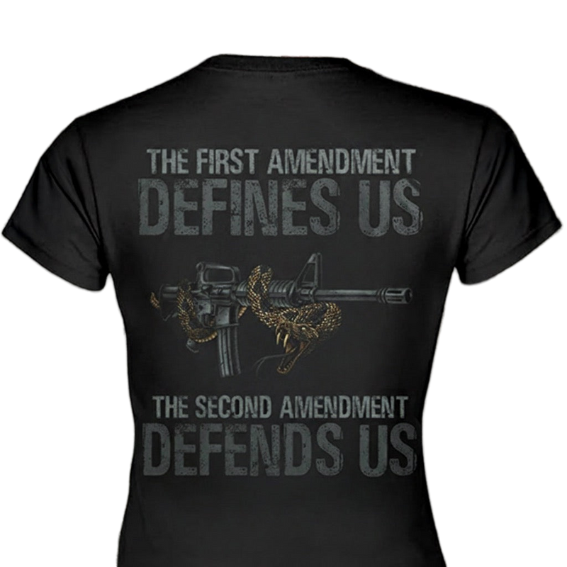 Defending Freedom distressed graphic women's T-shirt - view 3 - Reborn XII