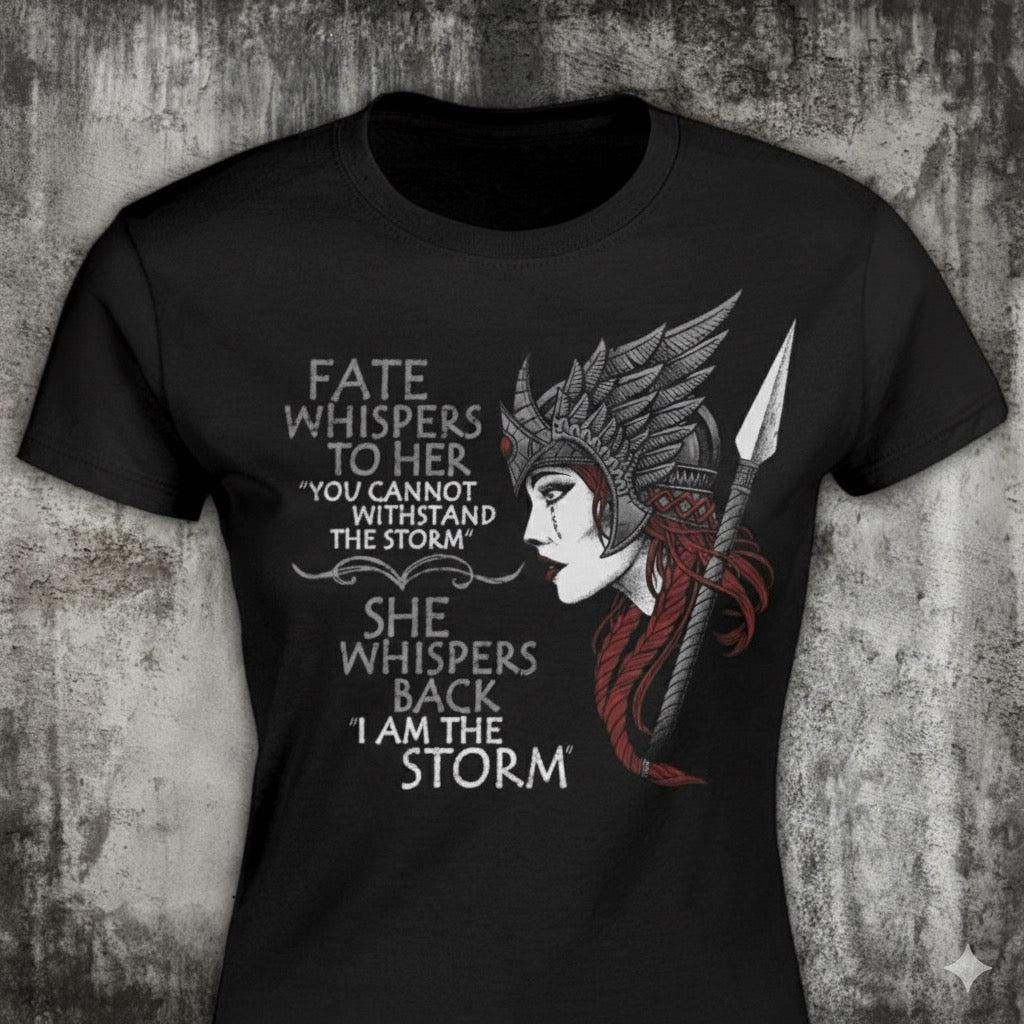 I Am The Storm distressed graphic women's T-shirt from Reborn XII