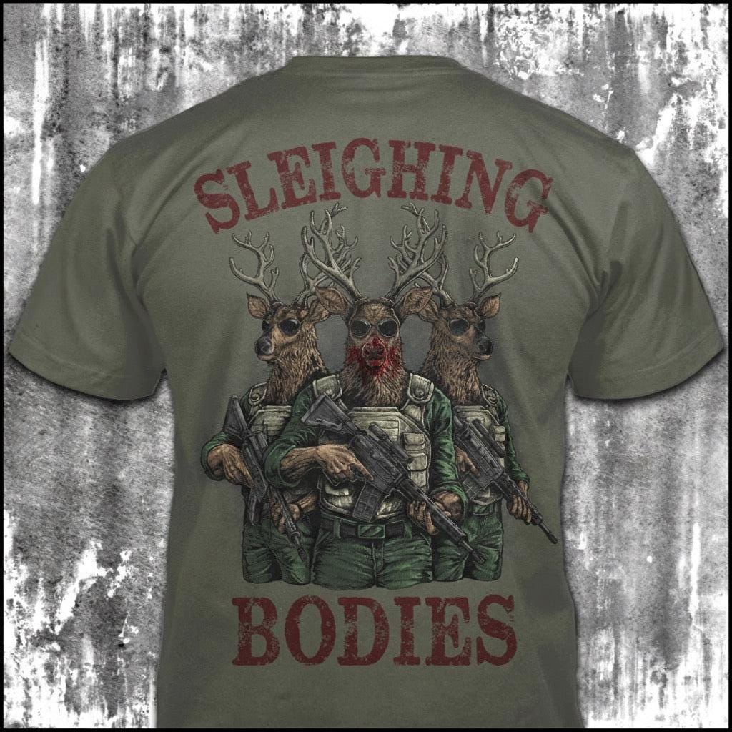 Sleighing Bodies distressed graphic men's T-shirt from Reborn XII
