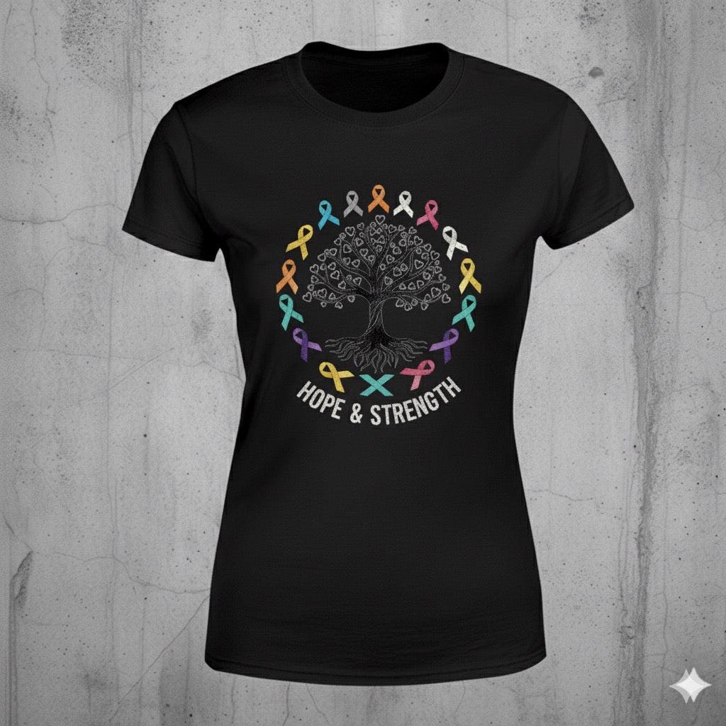 Hope And Strength distressed graphic women's T-shirt from Reborn XII