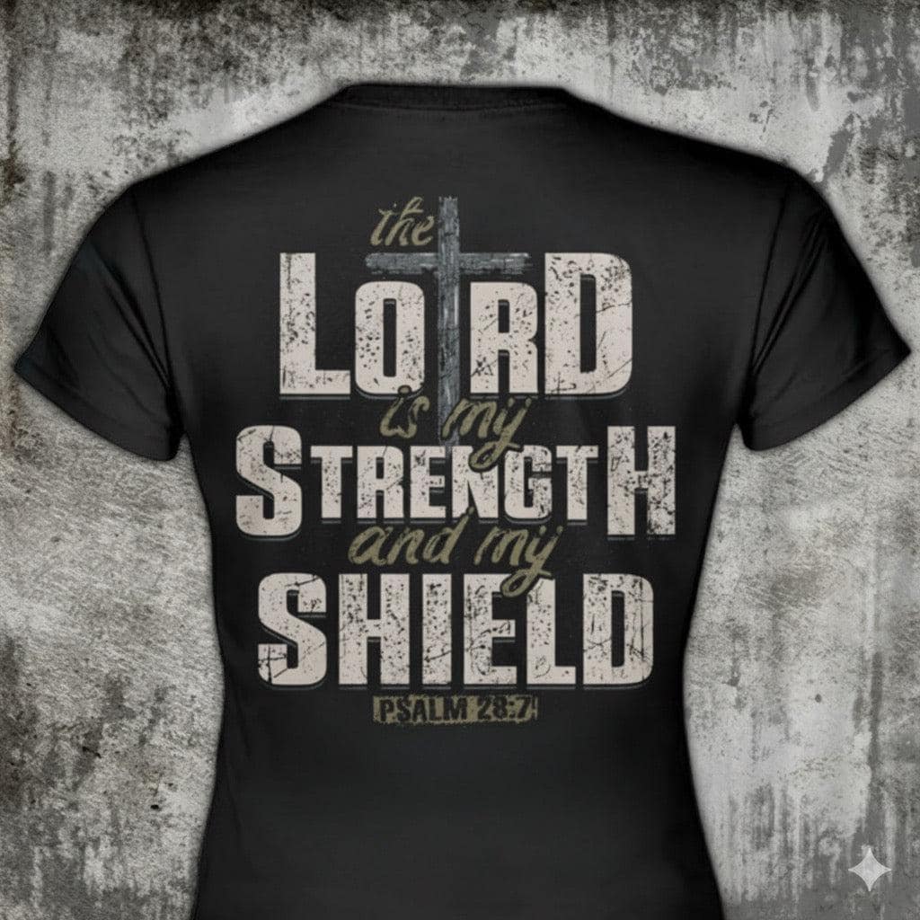 Lord Is My Strength distressed graphic women's T-shirt from Reborn XII