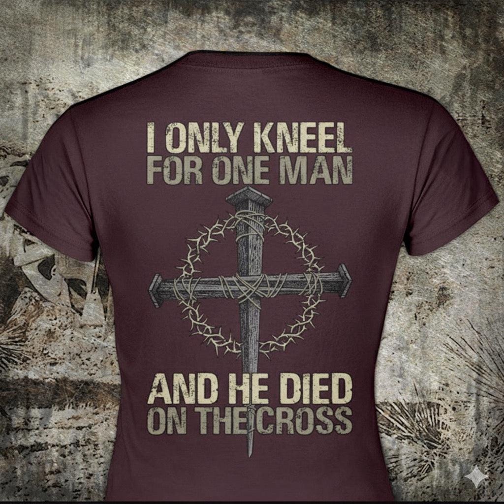 Only Kneel For One distressed graphic women's T-shirt from Reborn XII