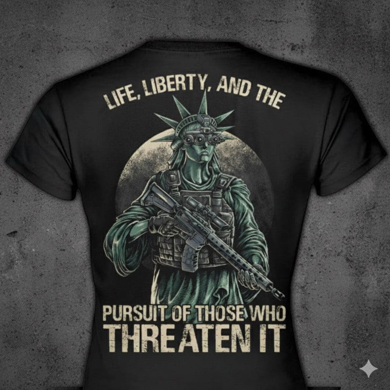 Tactical Liberty distressed graphic women's T-shirt - view 3 - Reborn XII