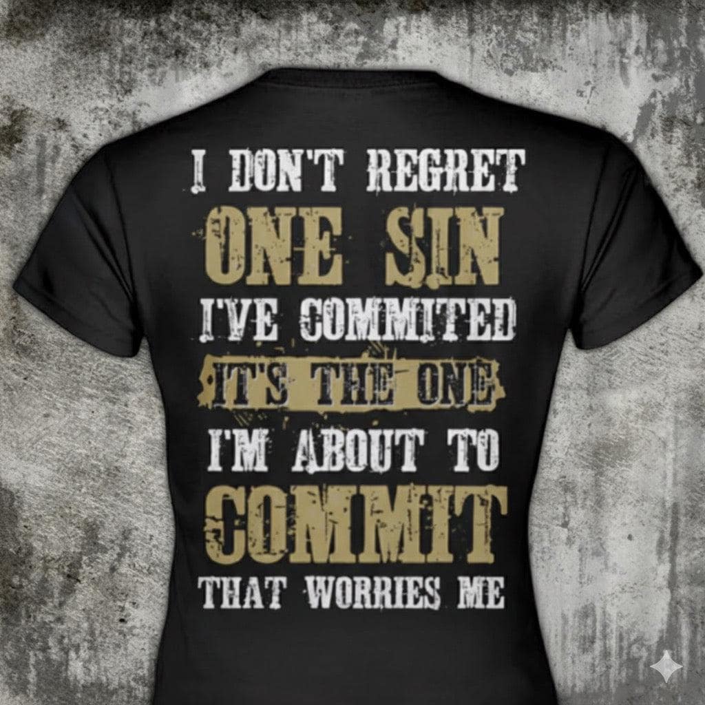 One Sin distressed graphic women's T-shirt from Reborn XII
