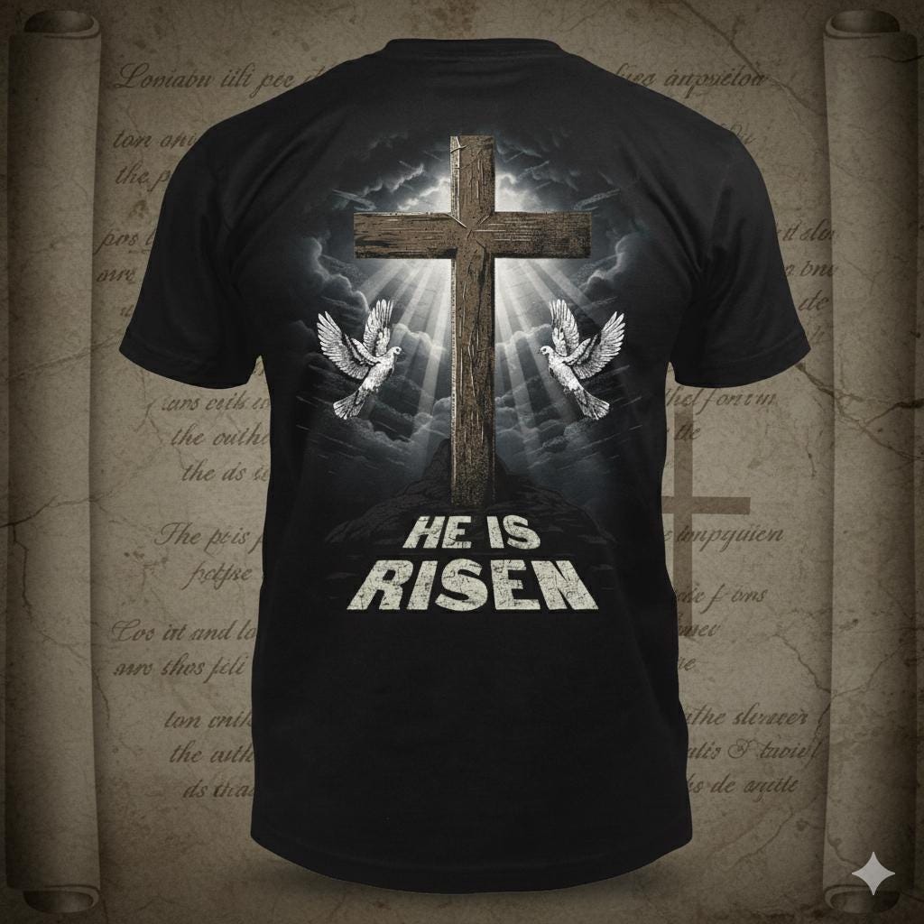 He Is Risen distressed graphic men's T-shirt from Reborn XII