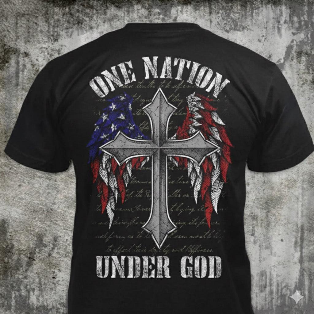 One Nation Under God distressed graphic men's T-shirt - view 2 - Reborn XII