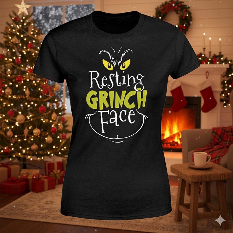 Resting Grinch Face distressed graphic women's T-shirt - view 2 - Reborn XII