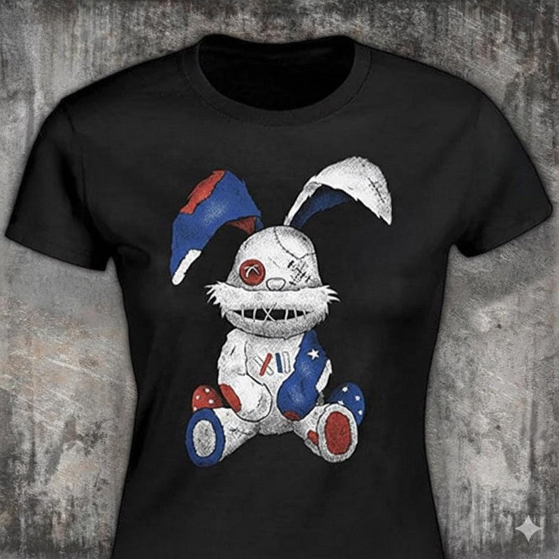 Stitched Bunny distressed graphic women's T-shirt - view 4 - Reborn XII